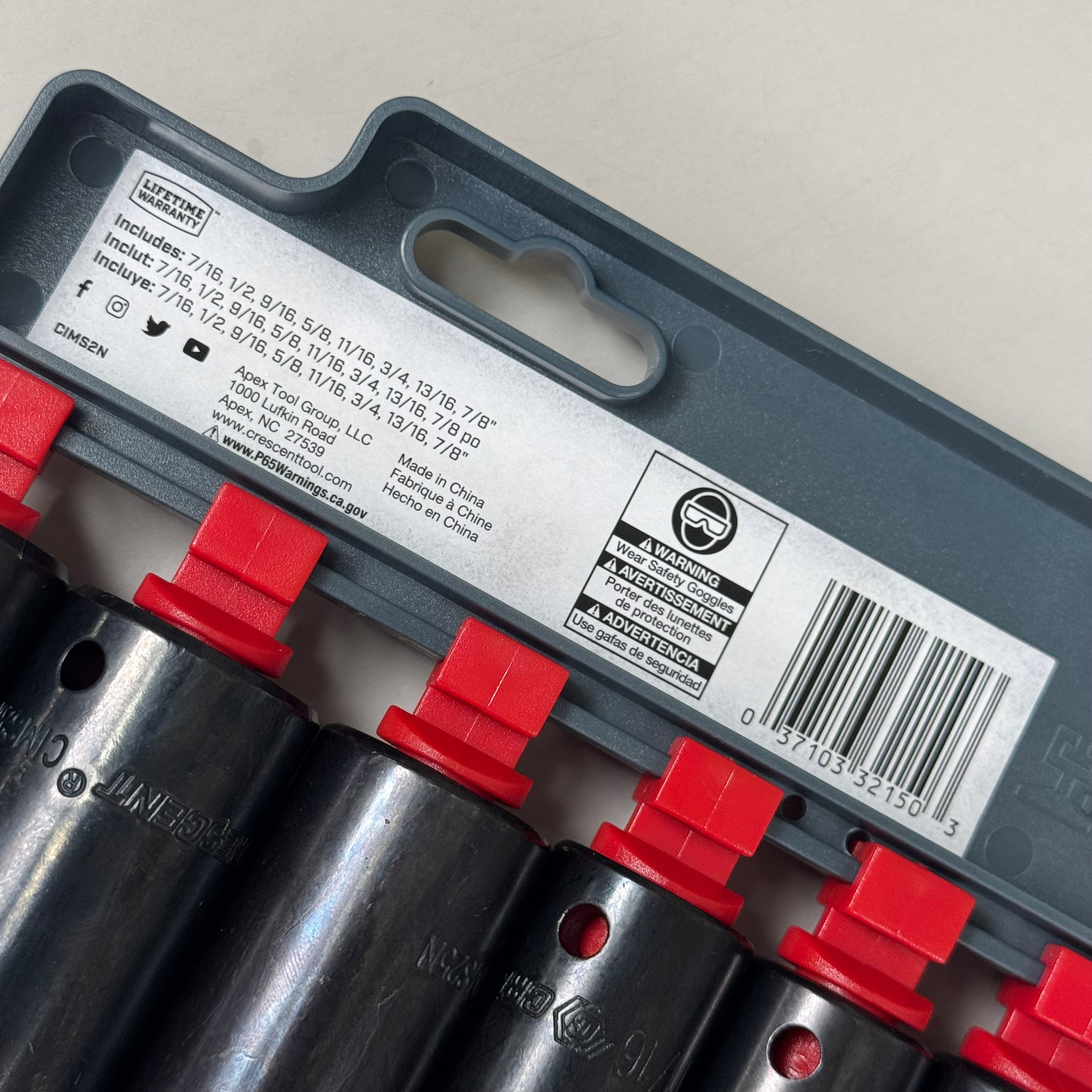 CRESCENT 8 Piece 1/2" Drive 6 Point Deep Impact SAE Socket Set