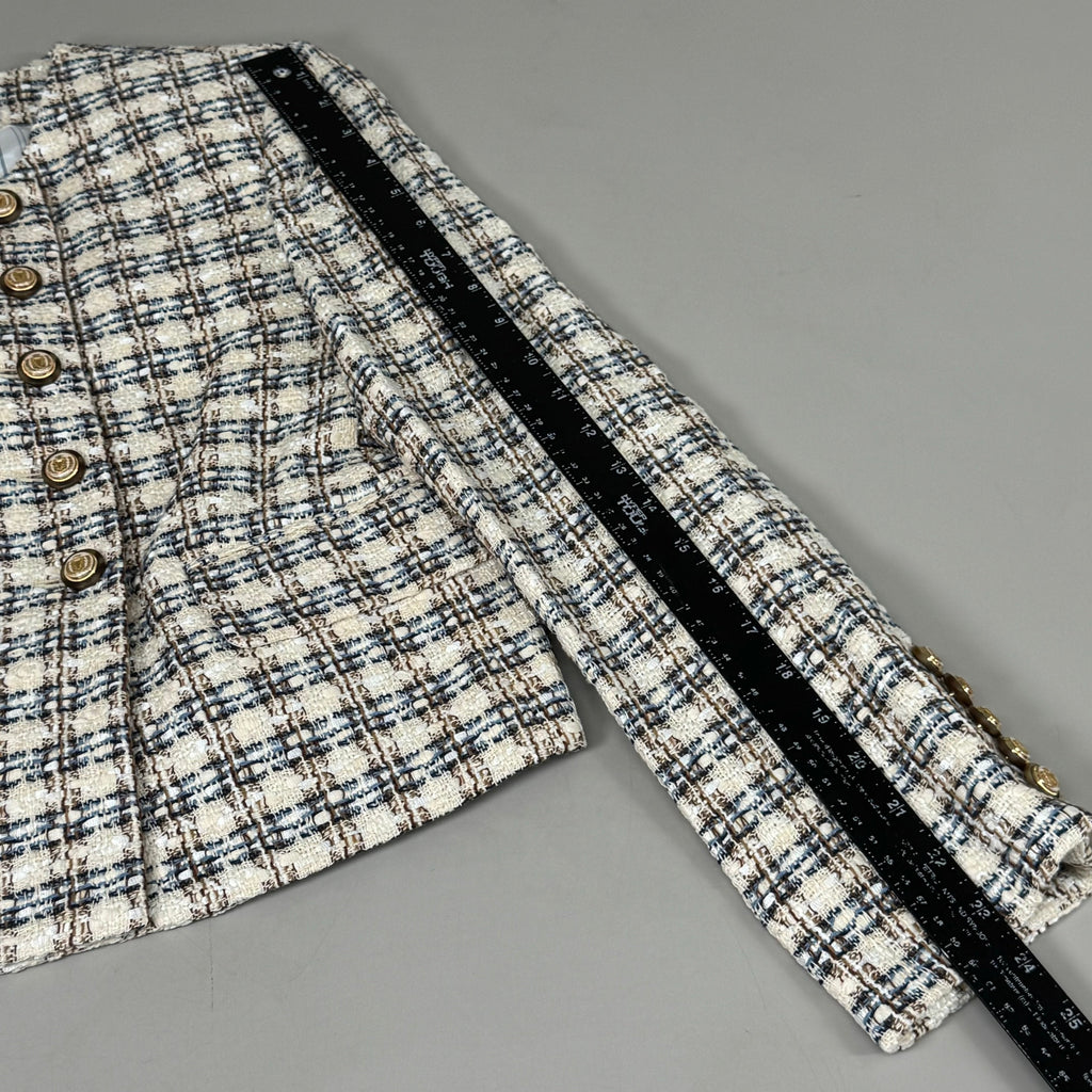 VERONICA BEARD Bentley Tweed Jacket Sz-6 Ivory/Camel 2406TW6810474