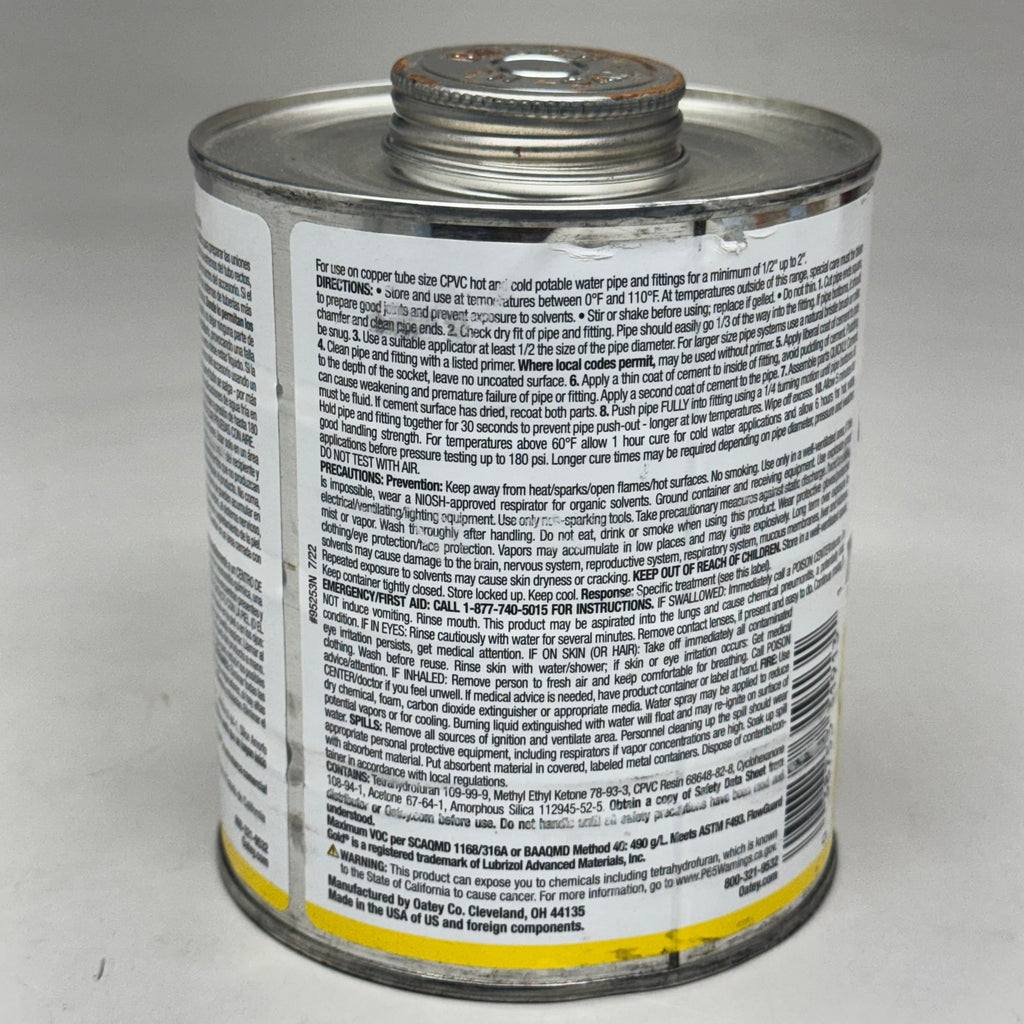 OATEY FlowGuard Gold Medium Yellow All Weather One-Step CPVC Cement 32 oz 31913