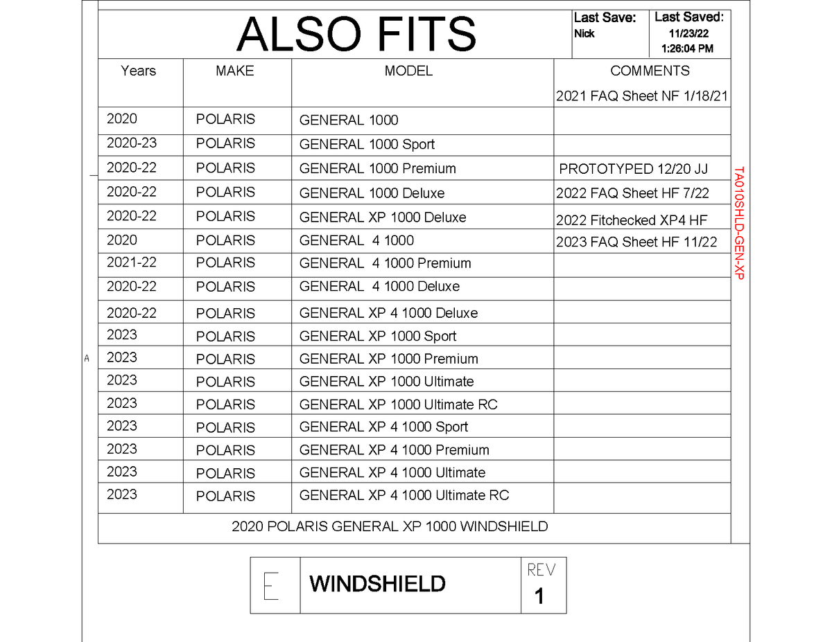 Trail Armor Full Windshield for 2020-22 Polaris General 1000 / XP 1000