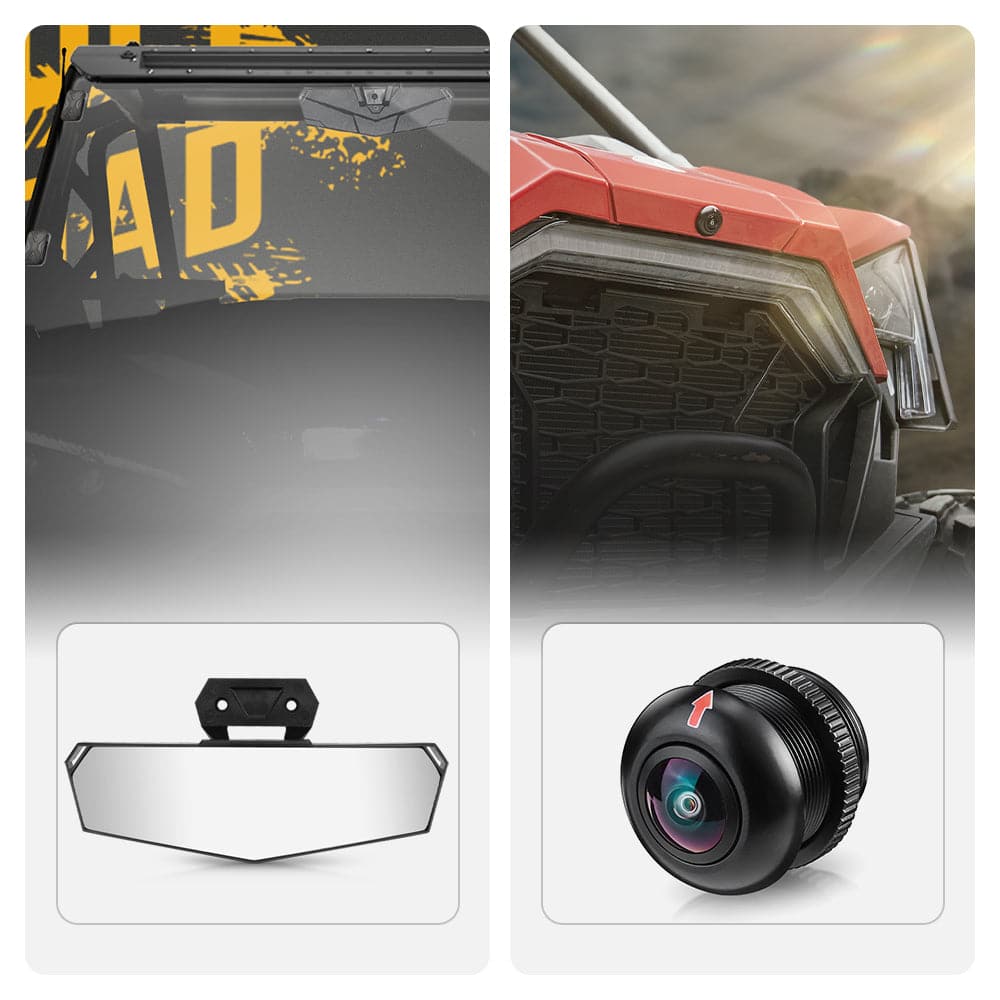 Kemimoto Center Rear View Mirror & Front Camera Kit Polaris RZR PRO /