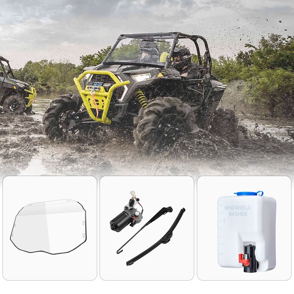 Kemimoto Full Windshield & Windshield Wiper & Windshield Washer