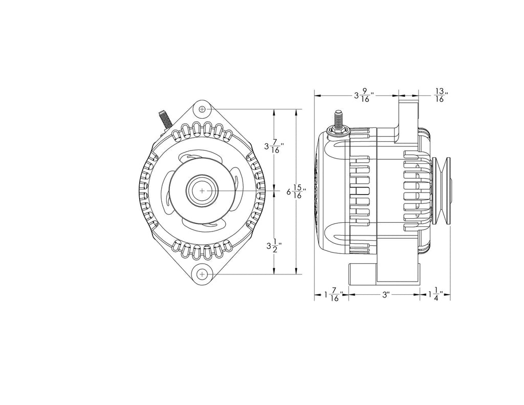 Mechman 170 Amp S Series Billet Racing Alternator 1965-1985 Ford - Machined