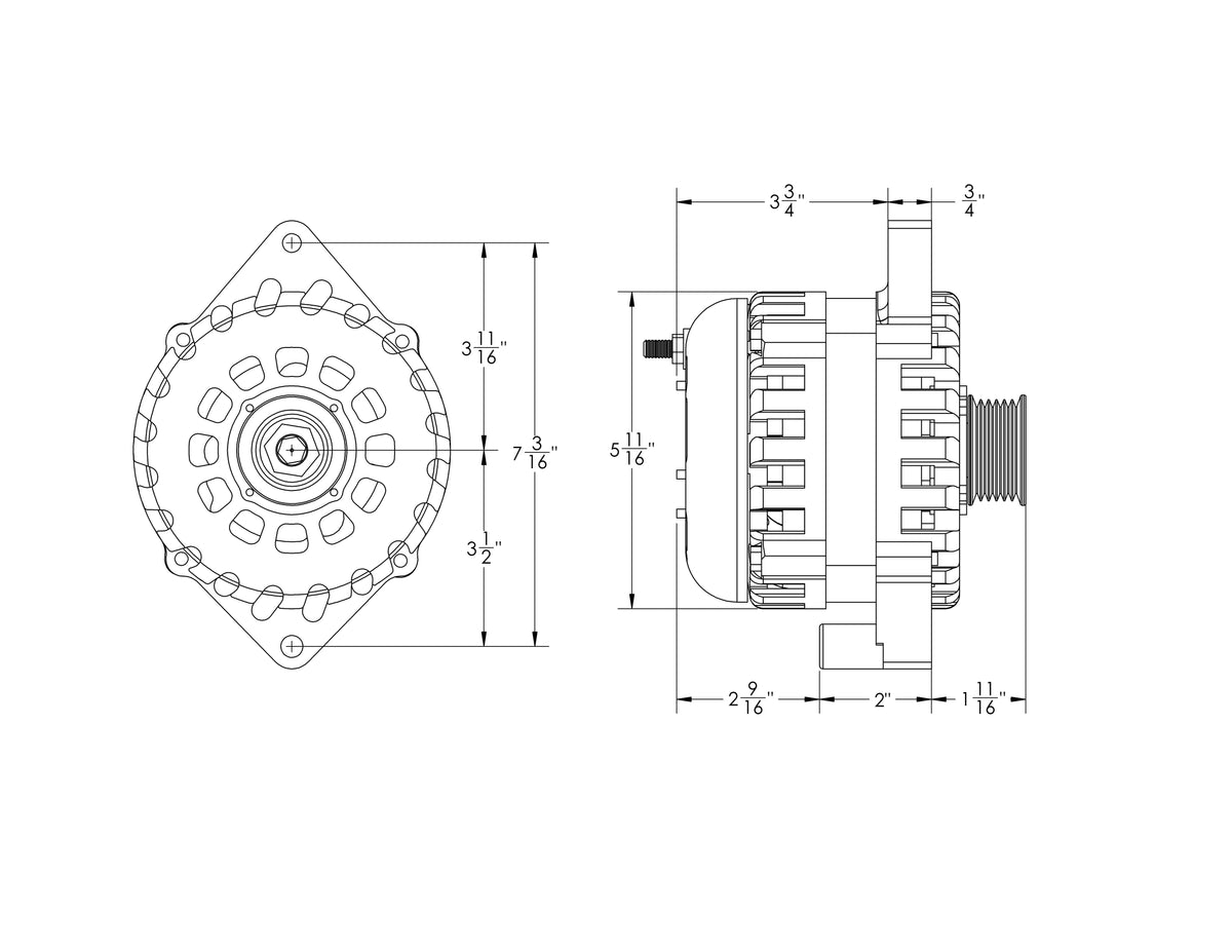 Mechman 370 Amp Alternator for Camaro / Impala / Caprice 1994 - 1996 5.7L (LT1) 3.8L - Black Billet finish