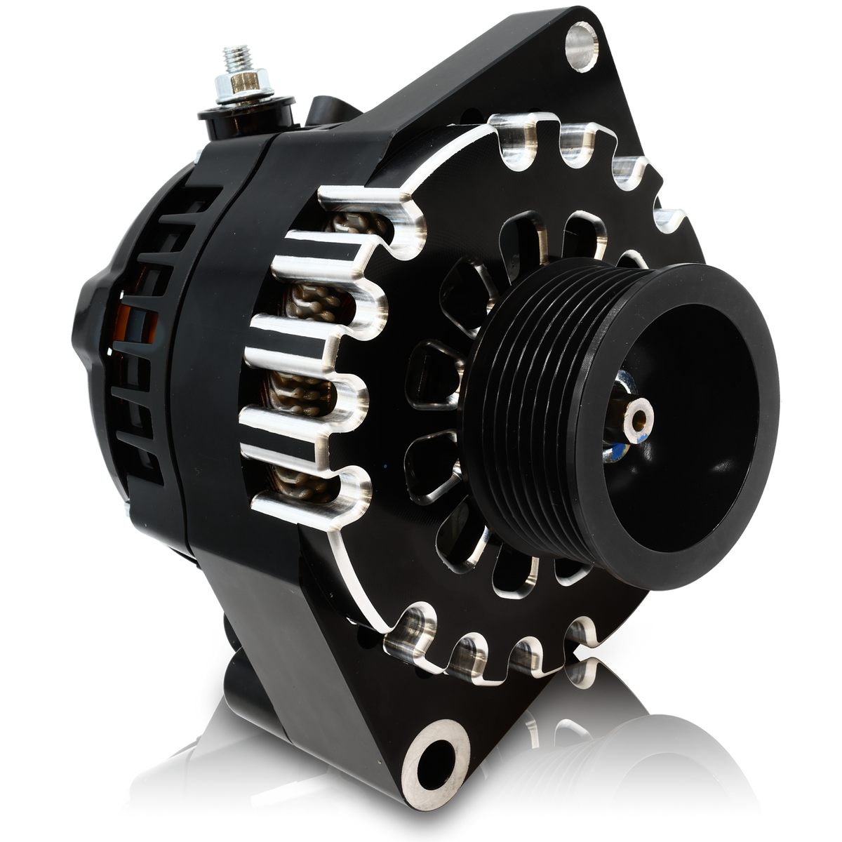 Mechman 240 Amp S Series Billet Alternator 2003-2004 Ford Mustang Cobra 4.6L Supercharged - Black Anodized