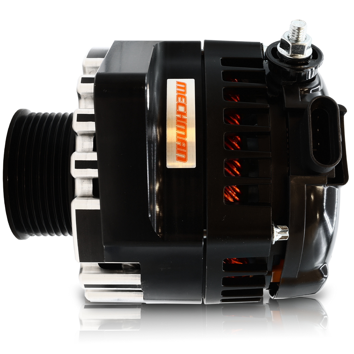 Mechman 240 Amp S Series Billet Alternator 2003-2004 Ford Mustang Cobra 4.6L Supercharged - Black Anodized