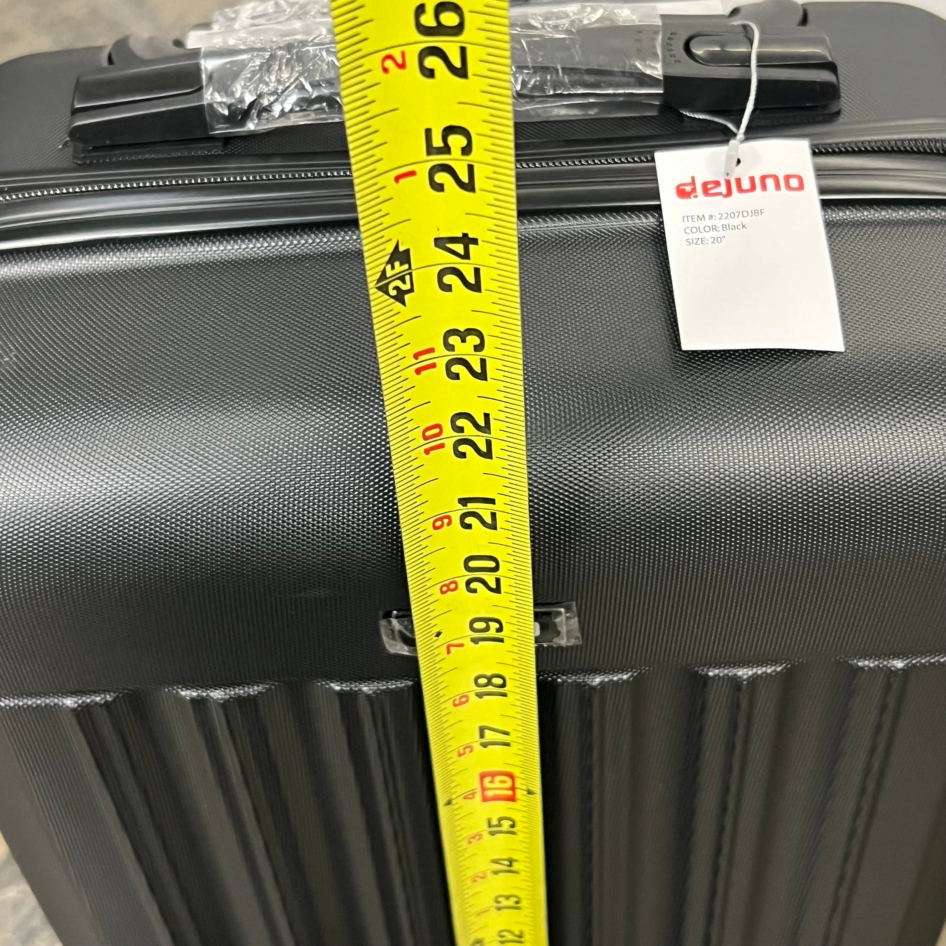 DEJUNO (3 PACK) Light Weight Expandable Spinner Rolling Suitcase Set BLACK 2207DJBF