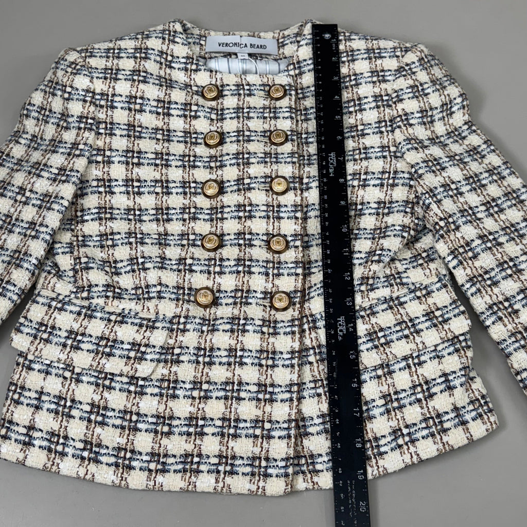 VERONICA BEARD Bentley Tweed Jacket Sz-00 Ivory/Camel 2406TW6810474