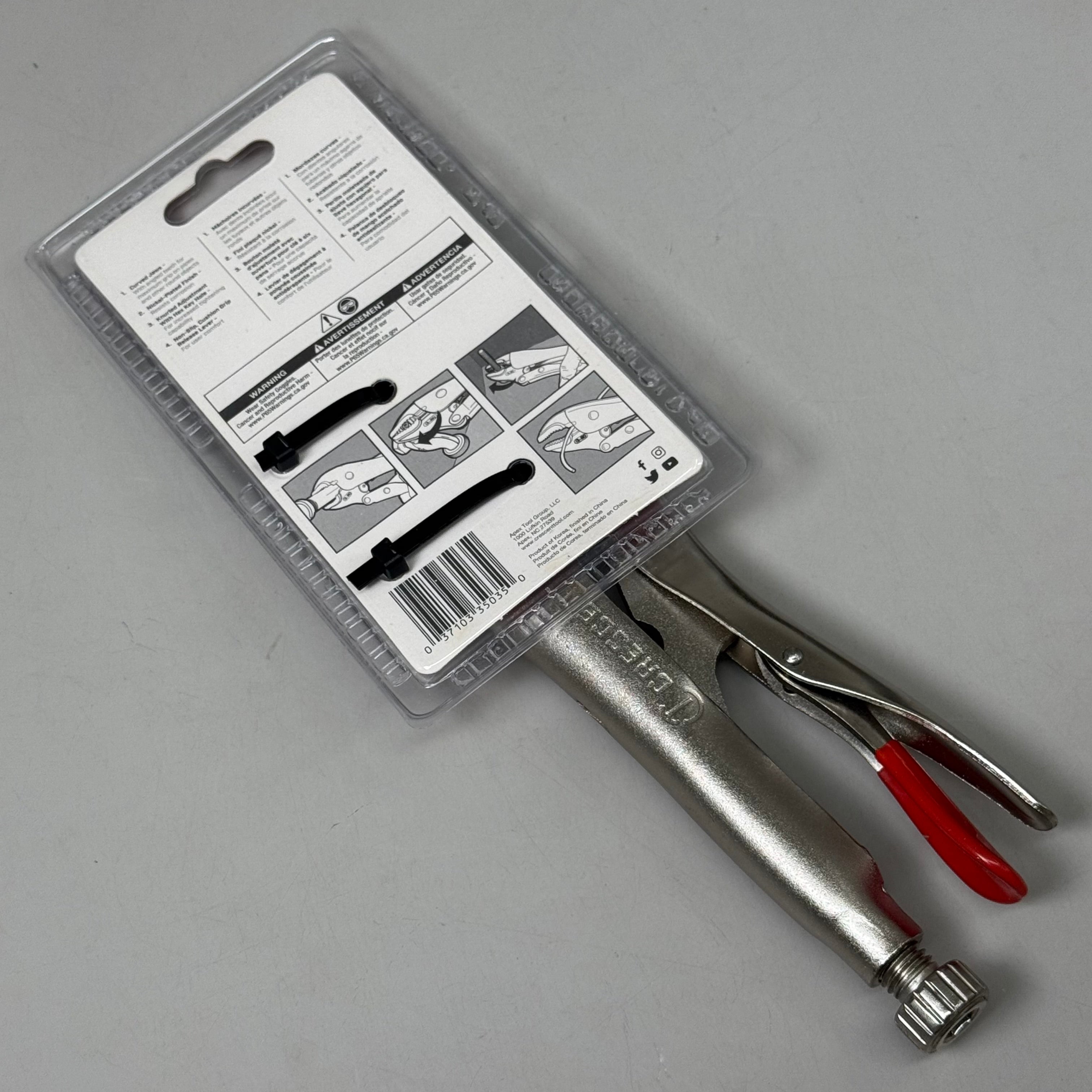 CRESCENT (New) 10" Curved Jaw Locking Pliers with Wire Cutter