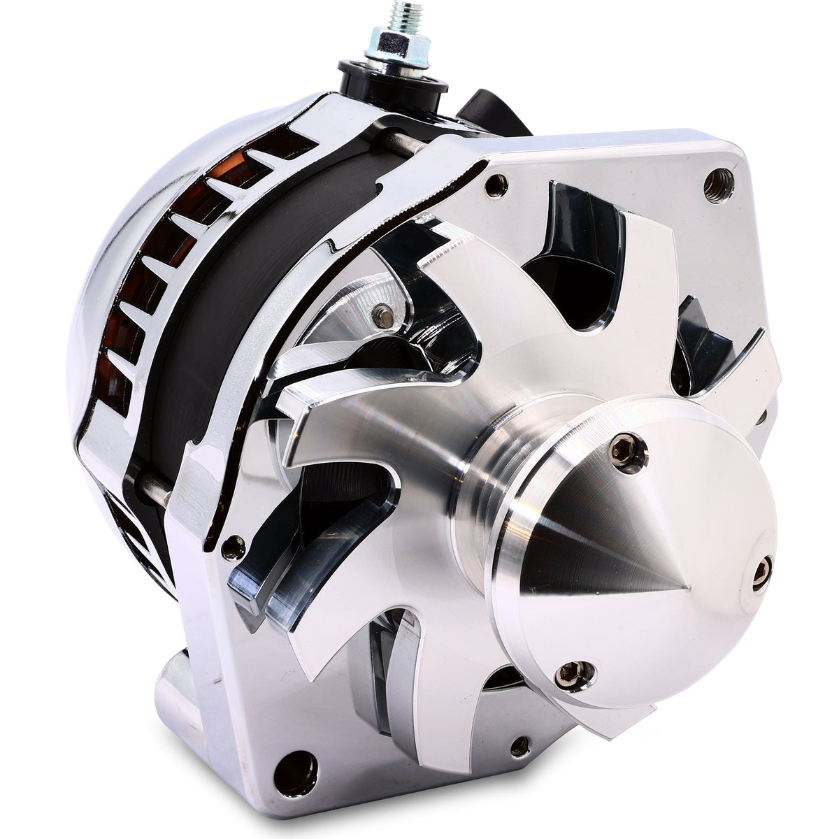 Mechman 320 Amp S Series Alternator 6.15in Bolt Pattern - Chrome with March Pulley