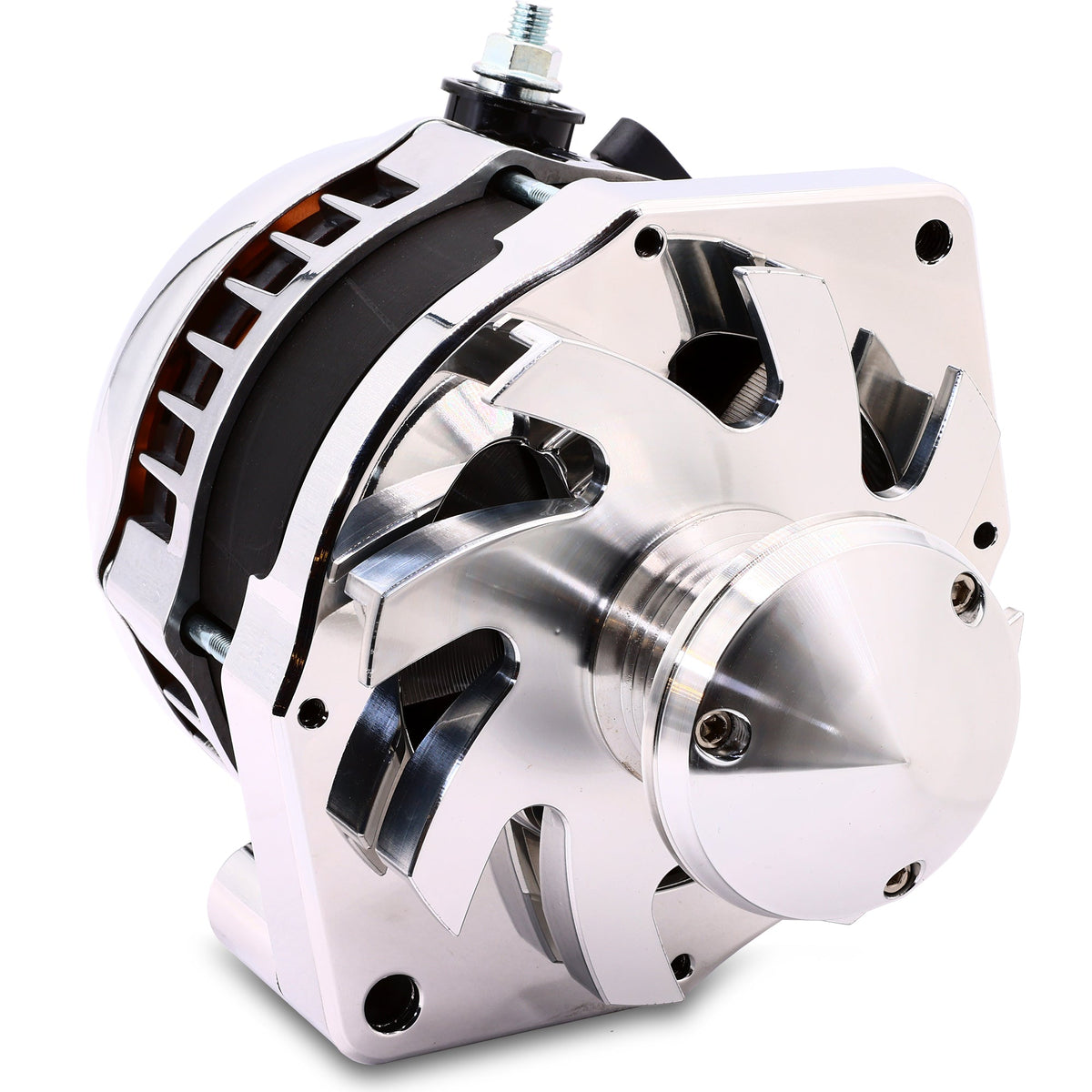 Mechman 320 Amp S Series Alternator 6.15in Bolt Pattern - Polished with March Pulley