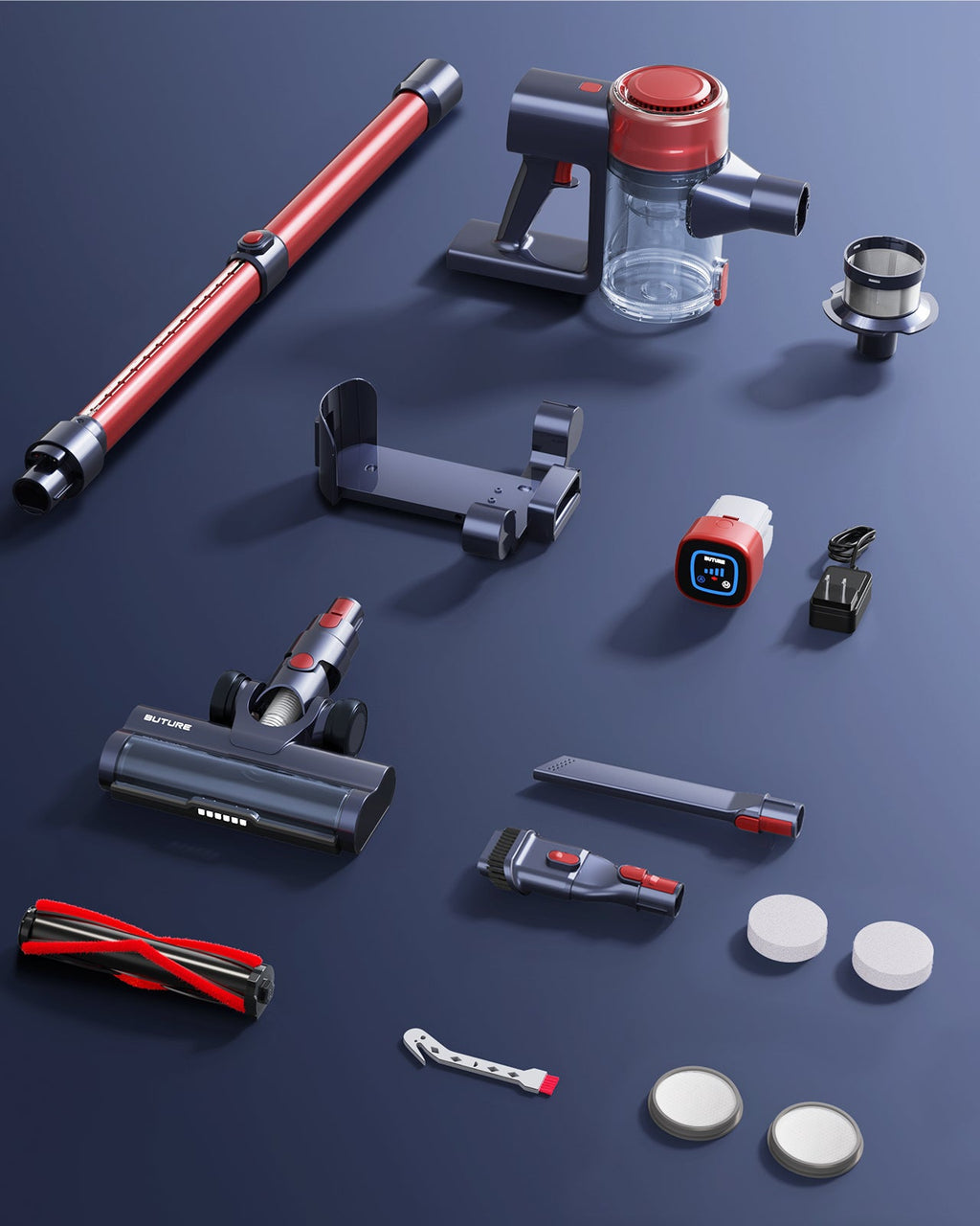 Buture VC50 Red Cordless Vacuum Cleaner | 450W 33KPA