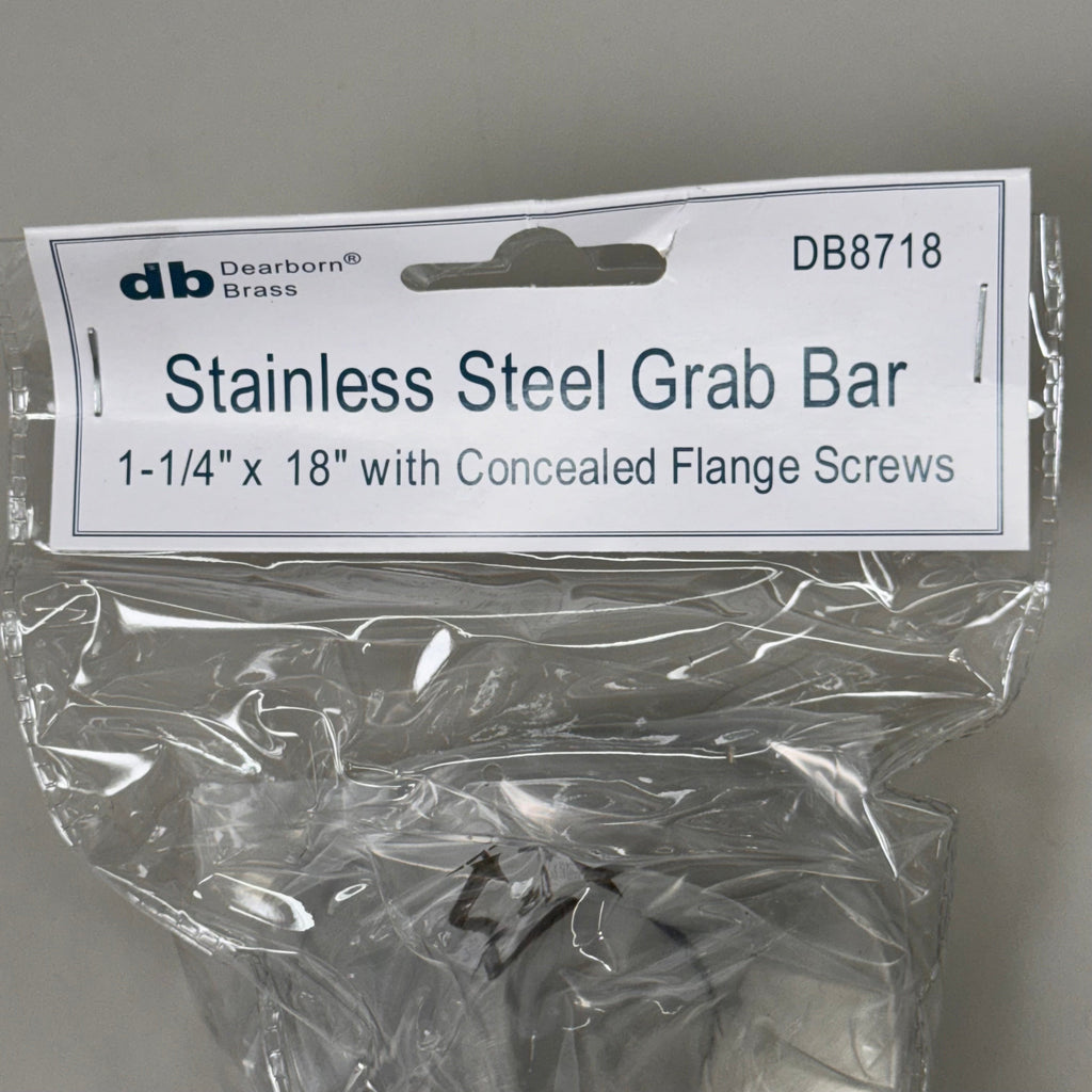 DEARBORN BRASS Stainless Steel GrabBar 1-1/4"X18" & Hardware Satin Finish DB8718