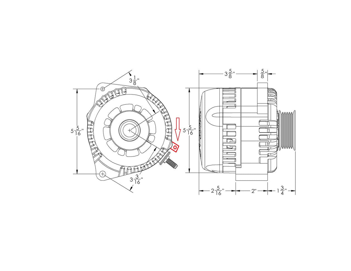 Mechman 240 Amp S Series Billet Racing Alternator - Replaces Left Mount CS130 - Machined