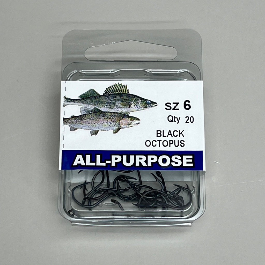 EAGLE CLAW (5 PACK) High Carbon Steel Black Octopus Hooks #6 20pc ROCT-6