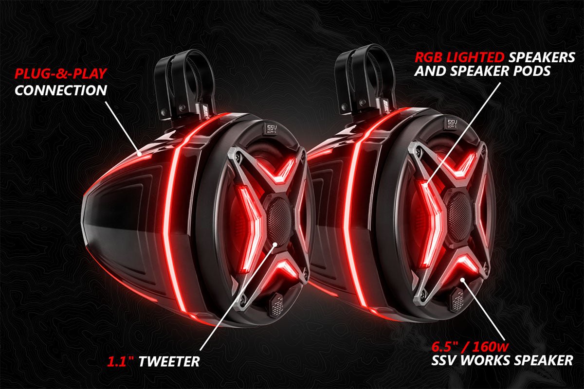 SSV Works V-Spec 5-Speaker Audio System for 2018-2024 Polaris Ranger XP 1000 with Ride Command
