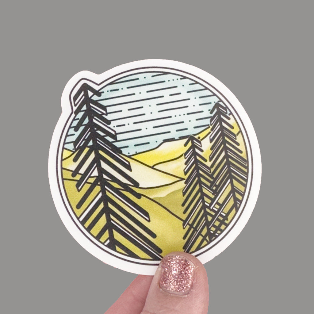 Hales Yeah Design Cabin Scene Sticker ~3" at Longest Edge