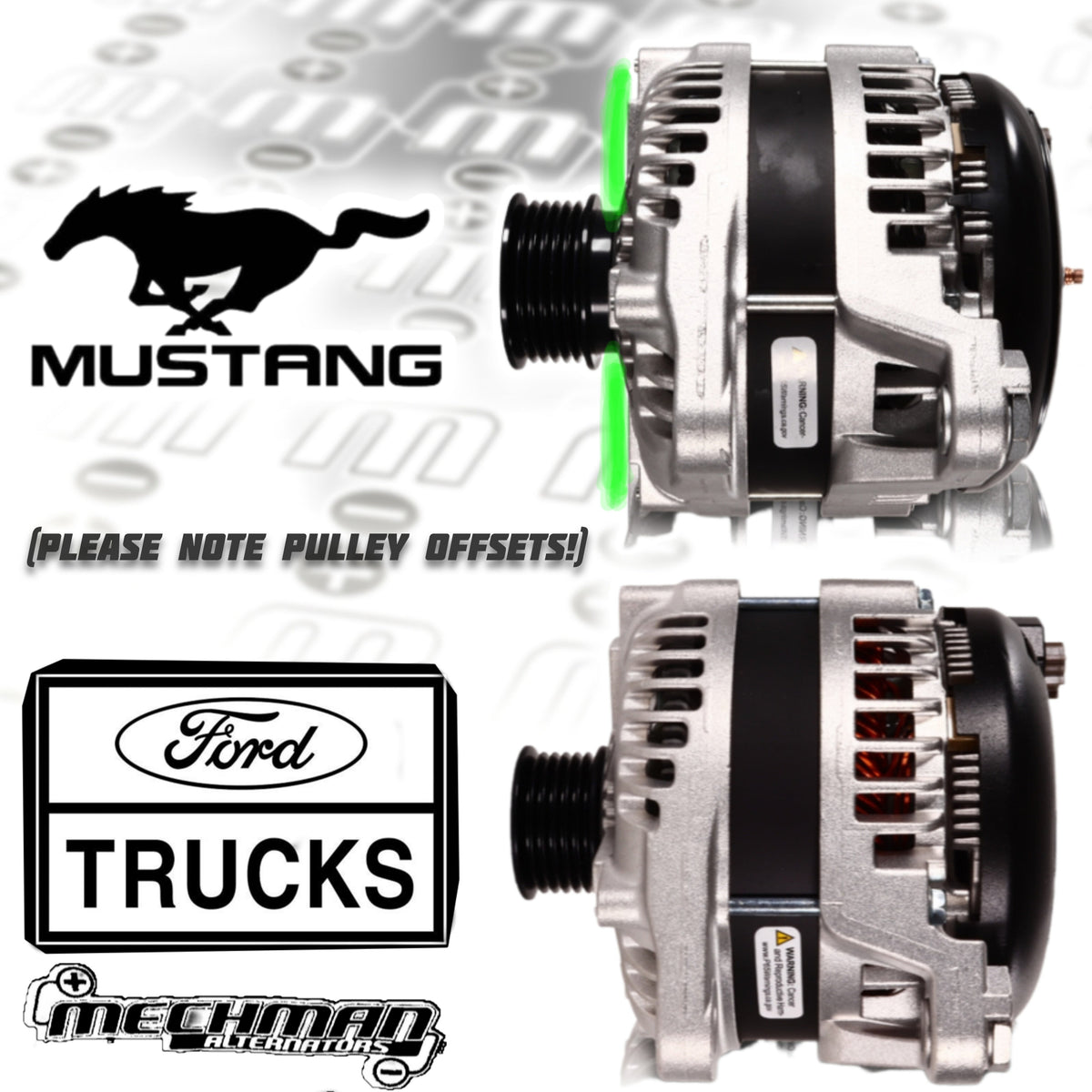 Mechman 170 Amp High Output Racing Alternator Ford 5.0L Coyote Engine Swap - 1 Wire Turn On