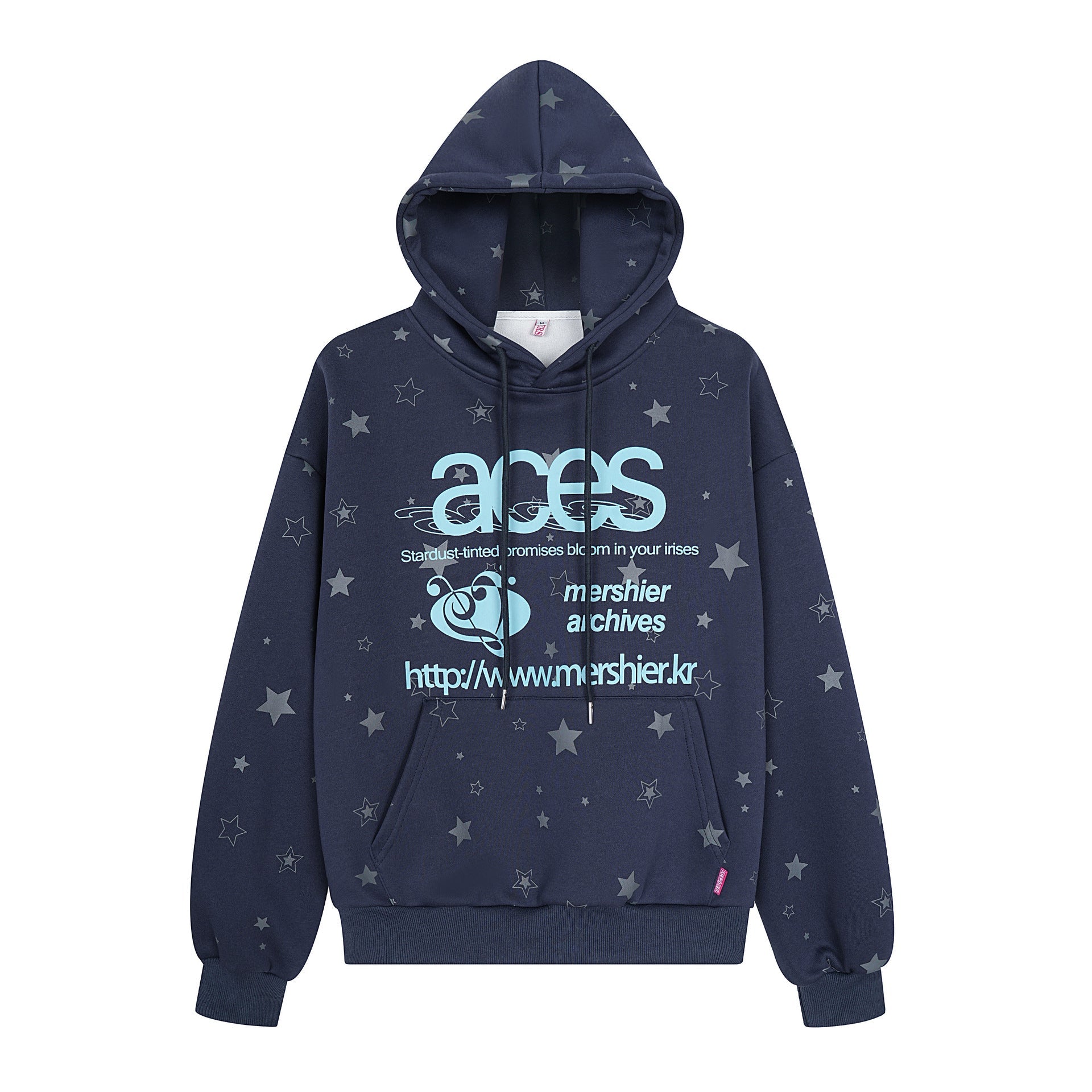 Star letter printed fleece hooded sweatshirt