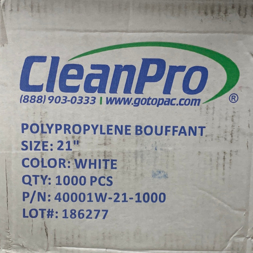 CLEANPRO (1,000 PACK) Polypropylene Bouffant 21" 40001W BB 07/26