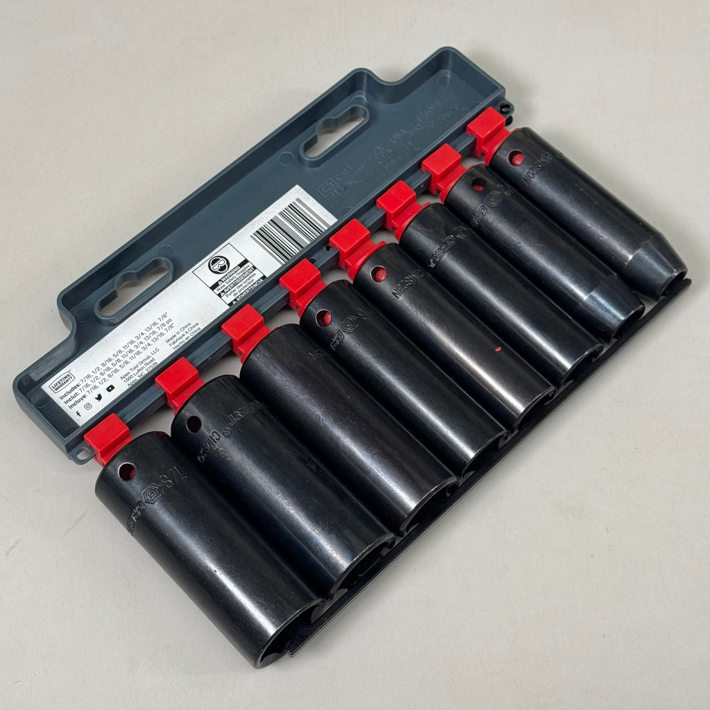 CRESCENT 8 Piece 1/2" Drive 6 Point Deep Impact SAE Socket Set