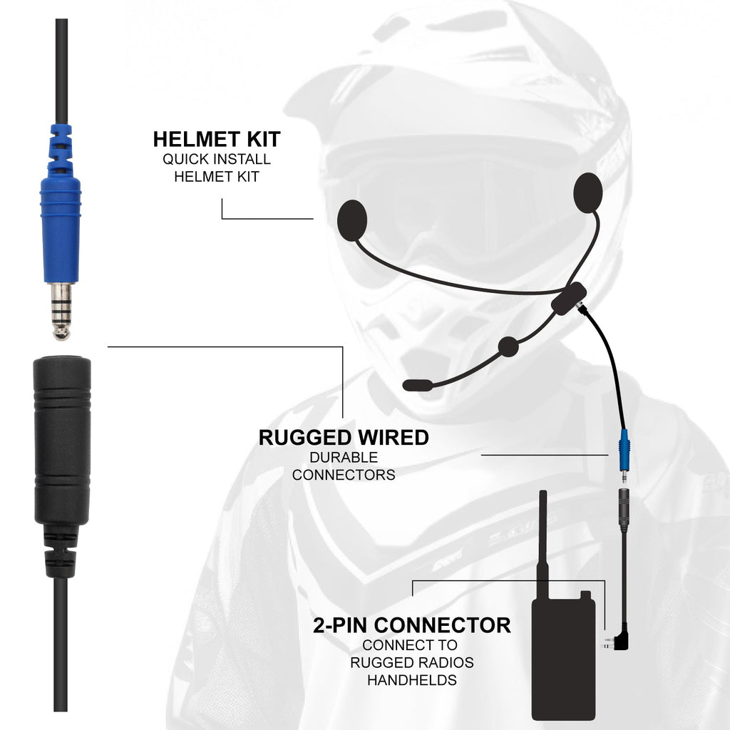 ENDURO Moto Kit -  Includes Helmet Kit and Compact Harness Cable - without Radio