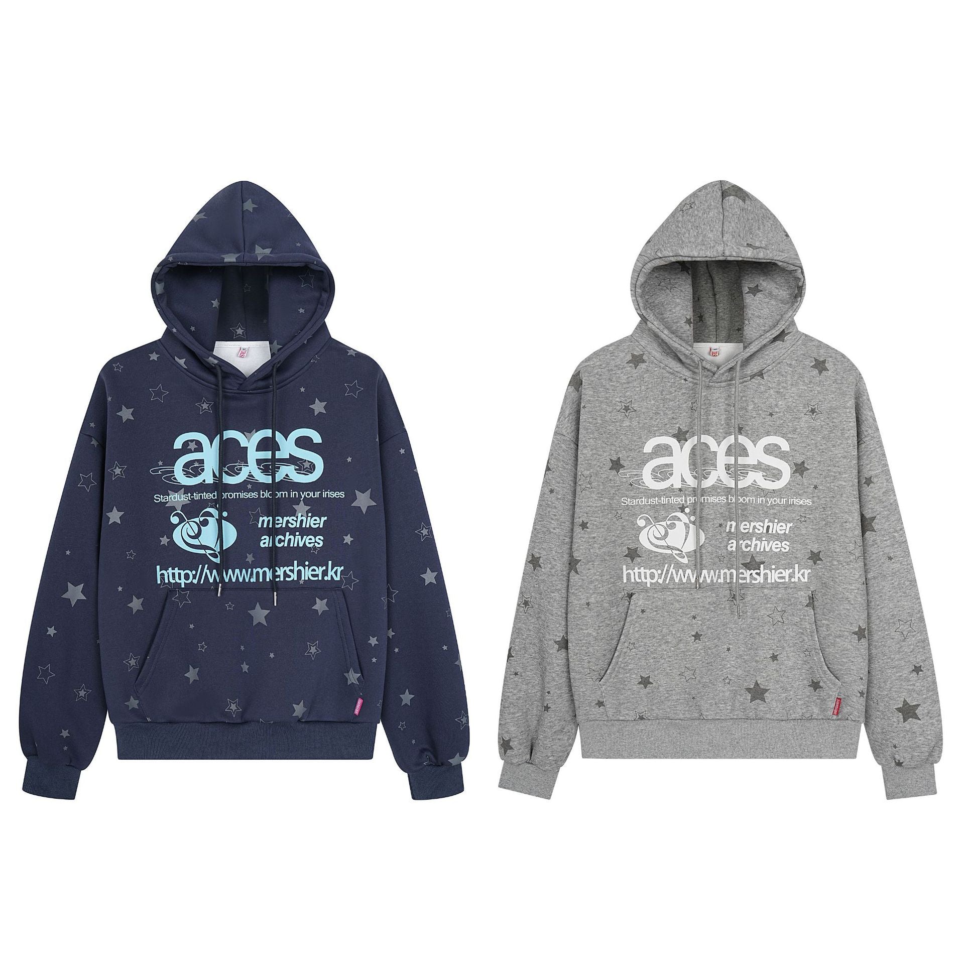 Star letter printed fleece hooded sweatshirt