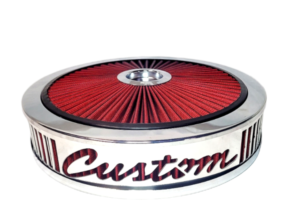 Blingz Beauty Bandz, "SPECIAL ORDER" Grill Insert, 14" x 3" Red Filter Element, Chrome Lip Around Red Filtered Lid.