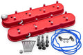 Granatelli LS Tall Valve Covers, Red Wrinkle Finish, Integral Coil Mounts, 4.8L-7.0L, Pair – 640363