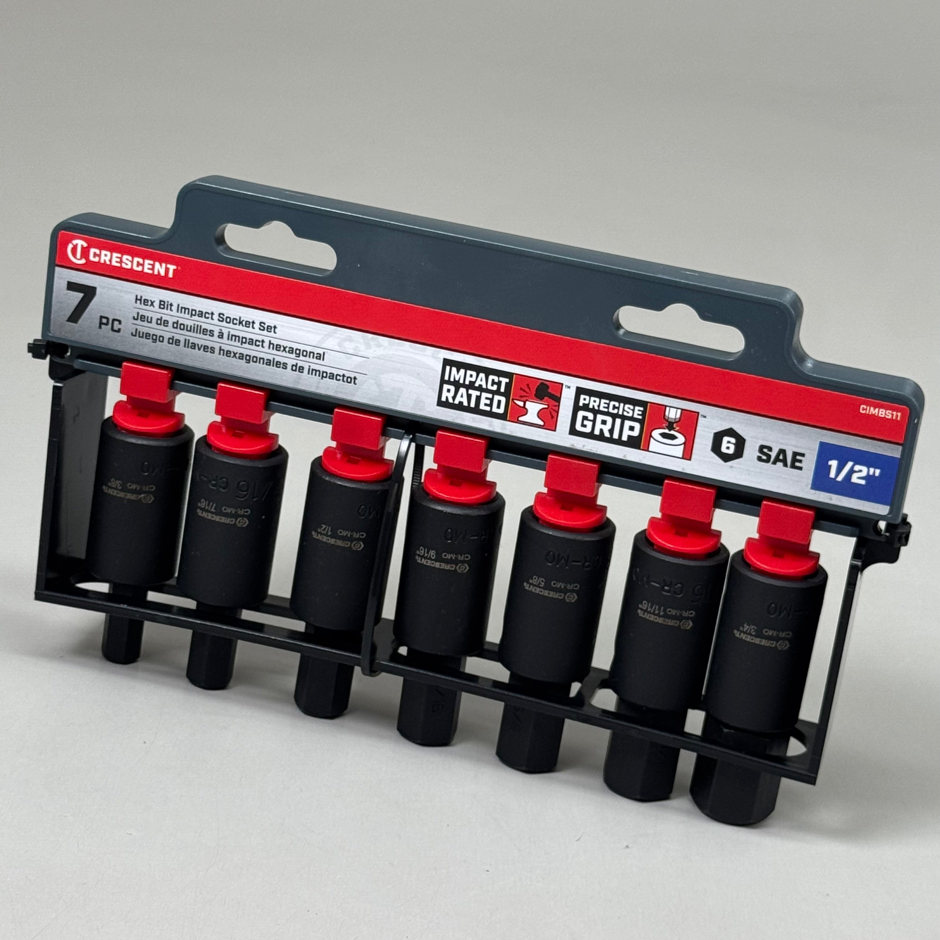 CRESCENT (7 pc) Assorted Sizes X 1/2 in. Metric 6 Point Hex Bit Socket Set CIMBS11
