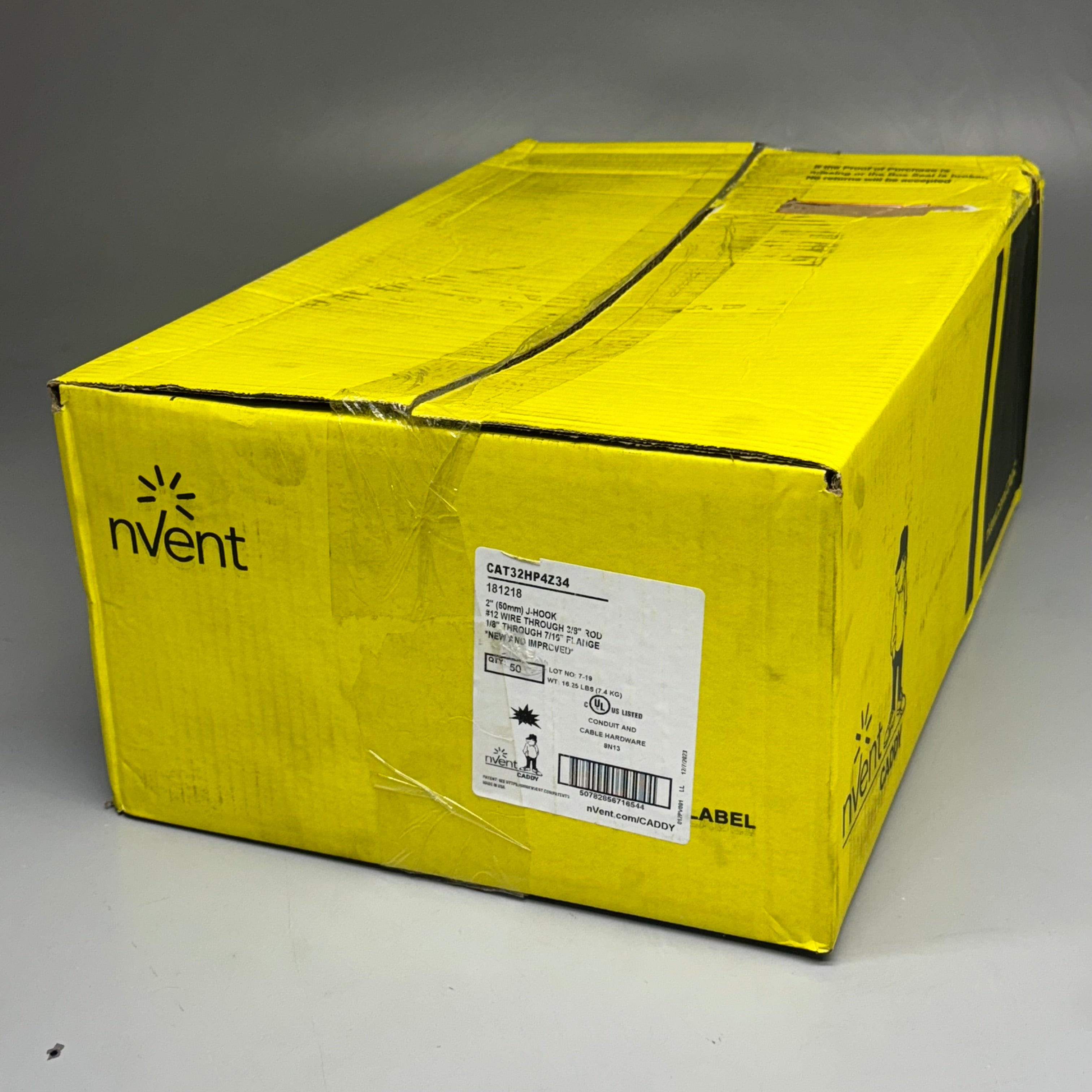 NVENT CADDY (50 Pcs) J-Hook Sz 3/8” Rod 1/8” Through 7/16” Flange CAT32HP4Z34