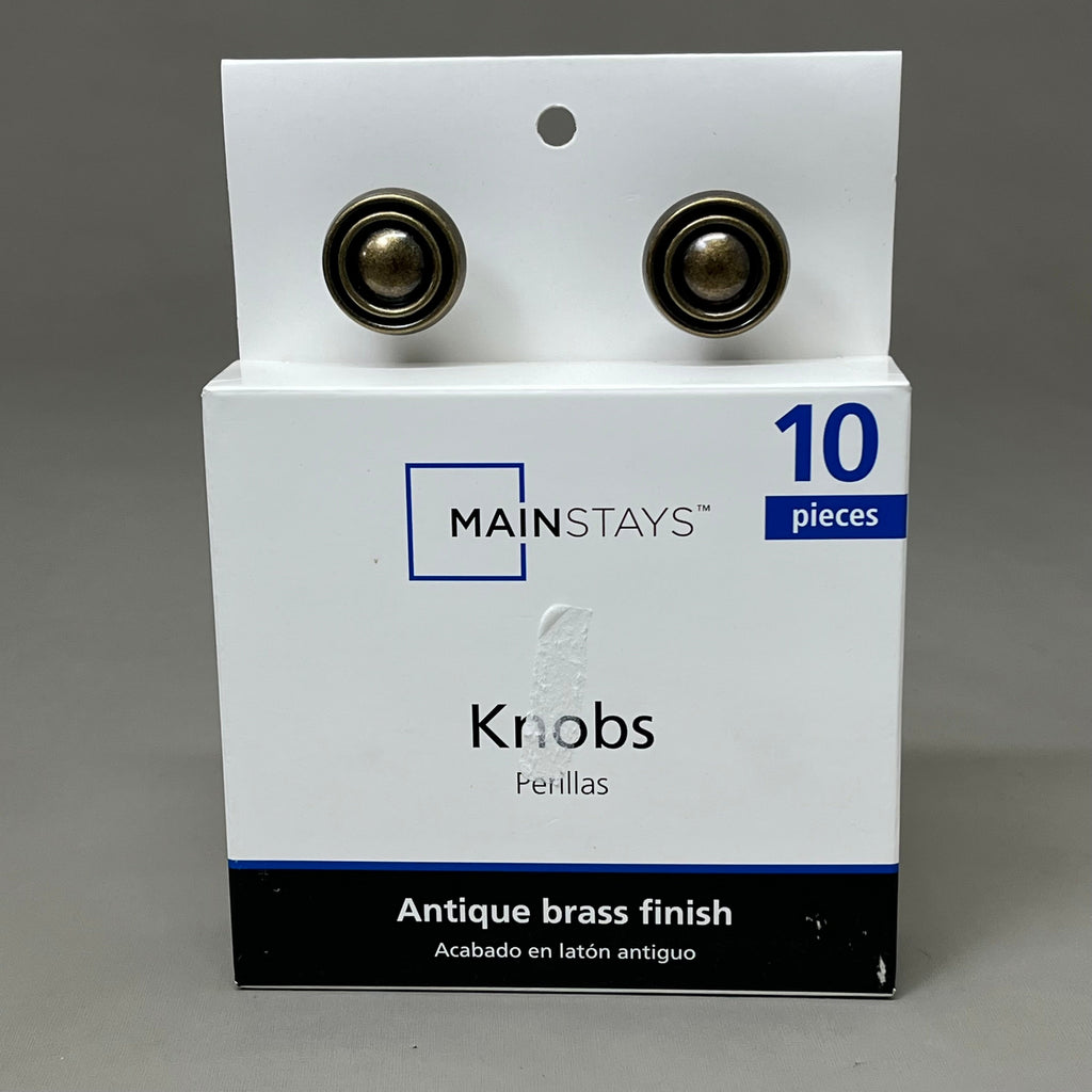 MAINSTAYS(10 PACK) Traditional Cabinet Knobs 1" Screws 1-3/16 Dia Antique Brass