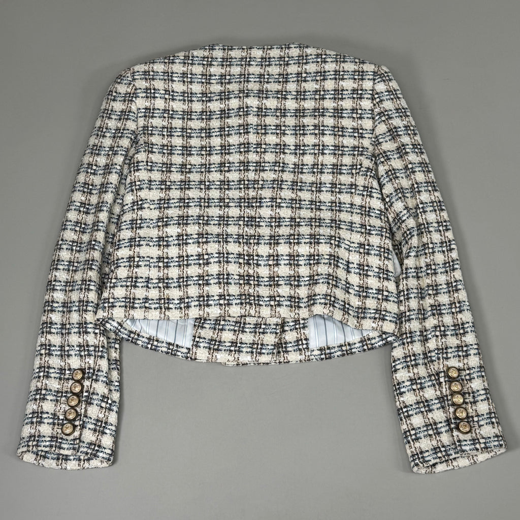 VERONICA BEARD Bentley Tweed Jacket Sz-00 Ivory/Camel 2406TW6810474