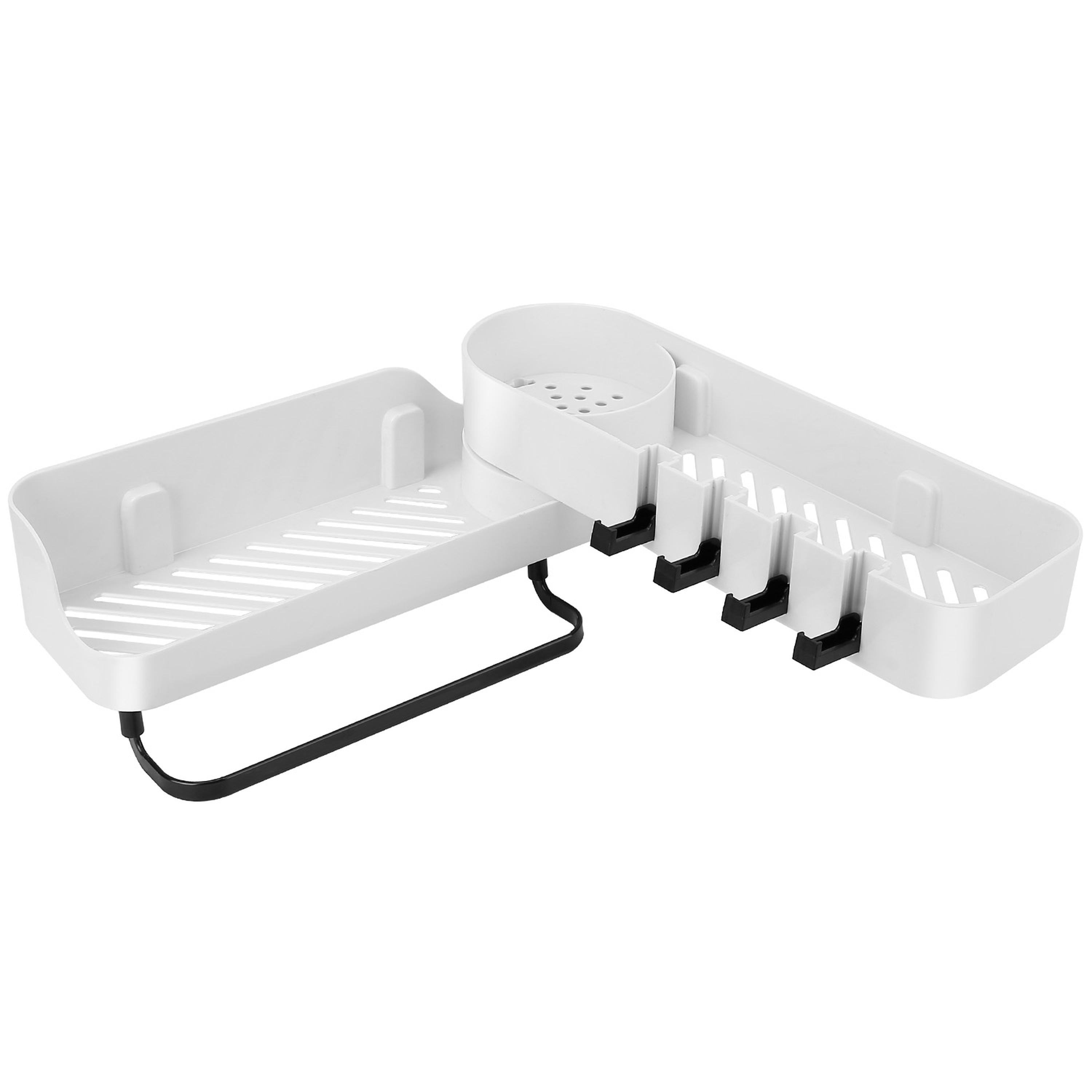 180° Rotatable Bathroom Corner Caddy Shelf No Drilling Wall-Mounted Storage Rack for Toiletries