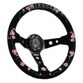 Blessed Universal 350mm 3" Deep Dish 6-Bolt Steering Wheel Red Suede Alcantara