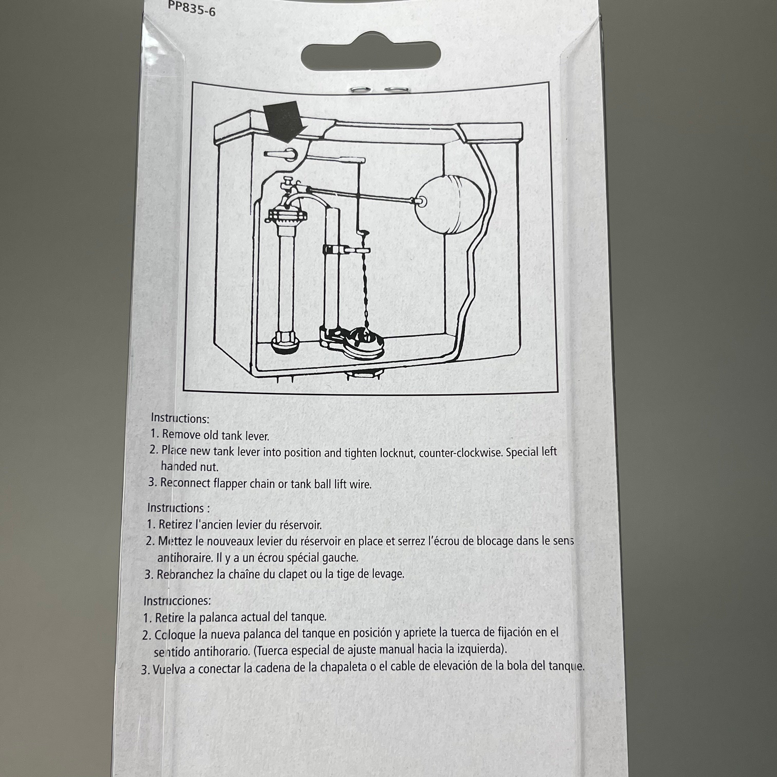 PLUMB PAK Flush Lever Front Mount Chrome Plated 8" Arm PP835-6