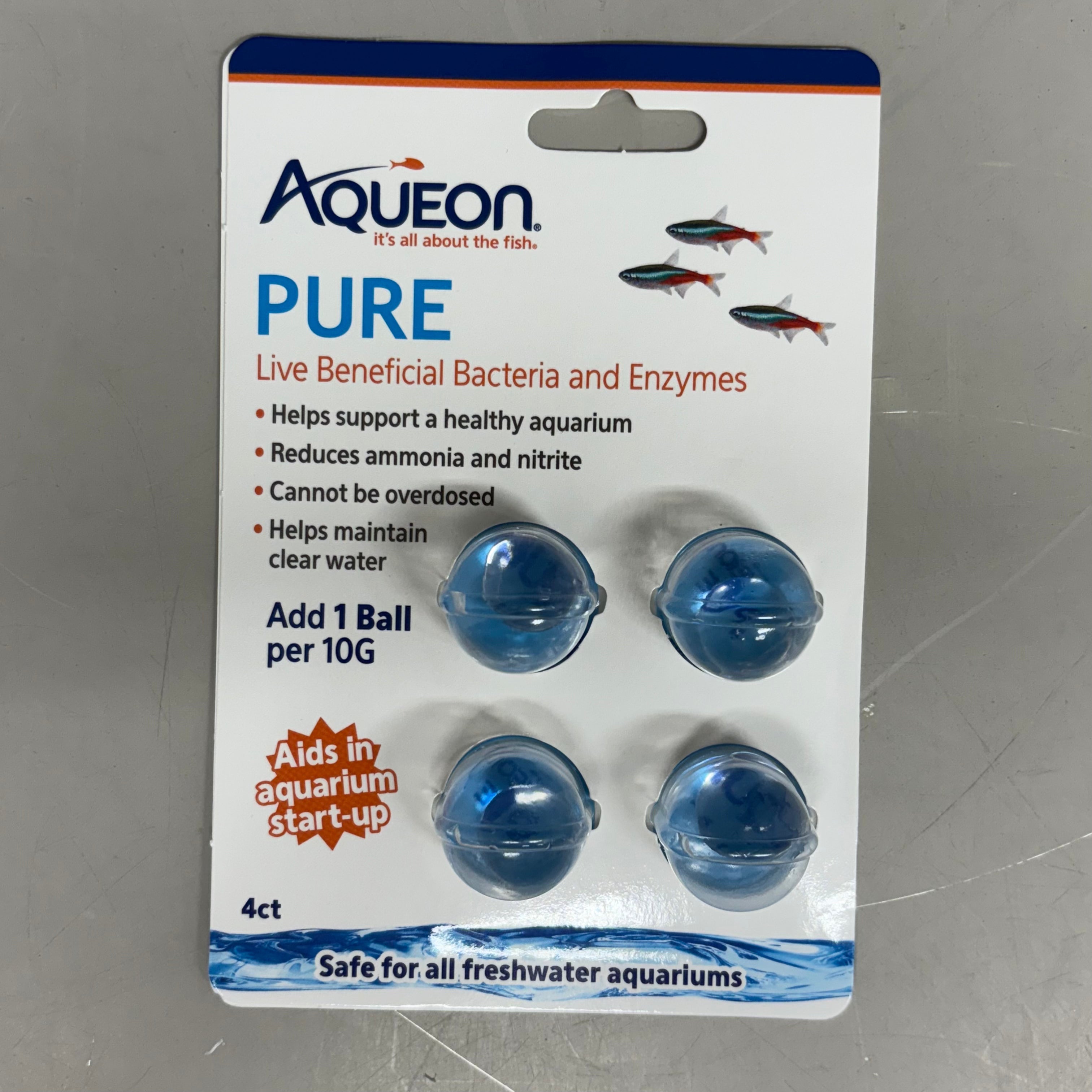 AQUEON (6 PACK, 4 CT.) Pure Live Beneficial Bacteria and Enzymes Balls For Fish
