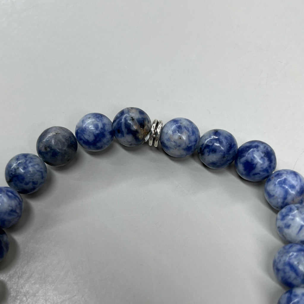 BEST WHOLESALE 12-PACK! Blue Marbled Beaded Crystal Bracelets 3" Silver Tree New