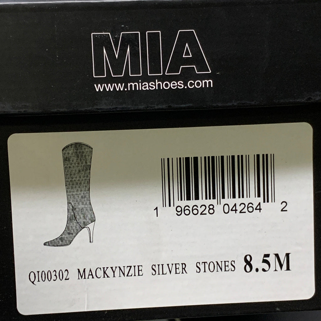 MIA Mackynzie Silver Stone Tall Heeled Boots Sz 8.5M Q100302