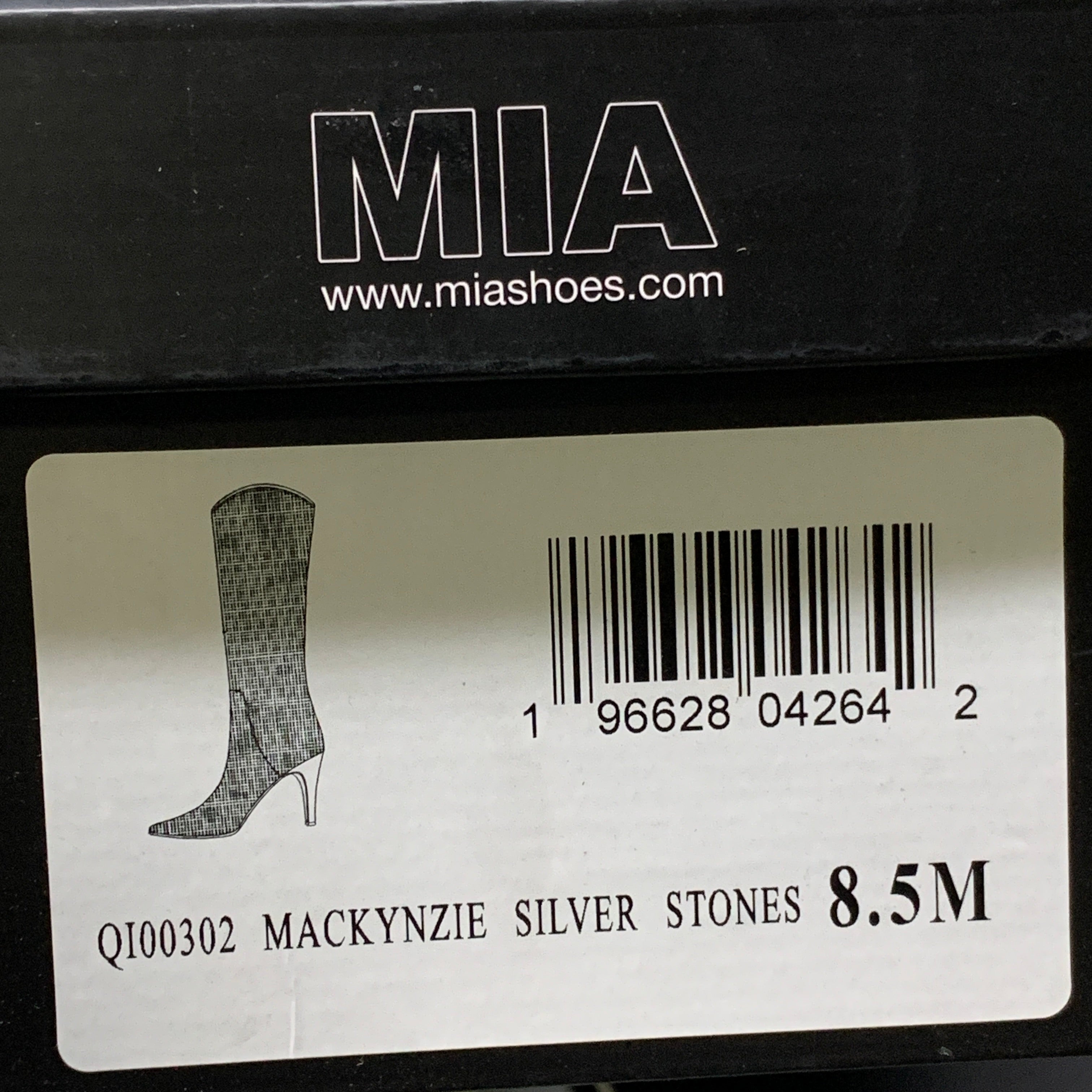 MIA Mackynzie Silver Stone Tall Heeled Boots Sz 8.5M Q100302