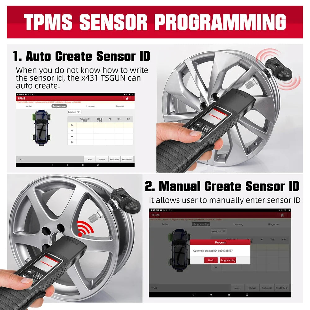 LAUNCH X431 I-TPMS TPMS Tire Pressure Diagnostic Tools Active/ Relearn/Program 315Mhz 433Mhz RF-Sensor for X431 V/V+/PRO3S/PAD V