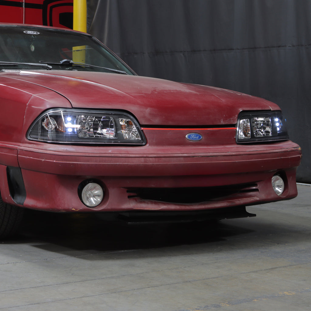 Spyder Ford Mustang 87-93 1PC LED (Replaceable LEDs)Crystal Headlights Black HD-YD-FM87-1PC-LED-BK 5012531