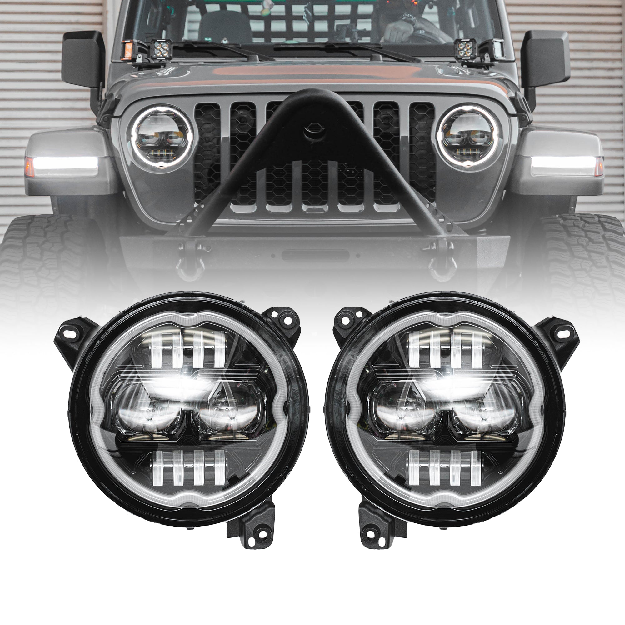 Xprite 9" Halo Headlights 2018-2024 Wrangler & 2020-2024 Gladiato