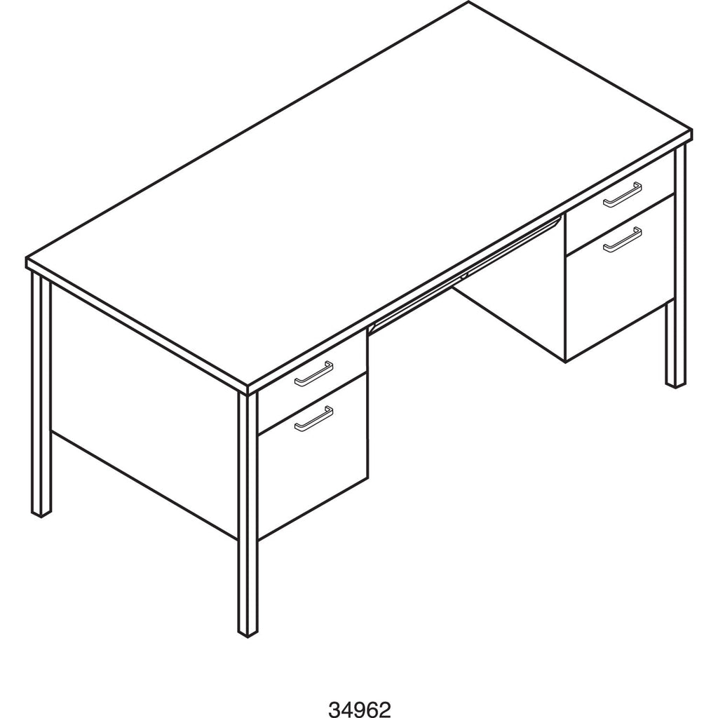 HON 34000 Series Double Pedestal Desk, 60" x 30" x 29.5", Harvest/Putty