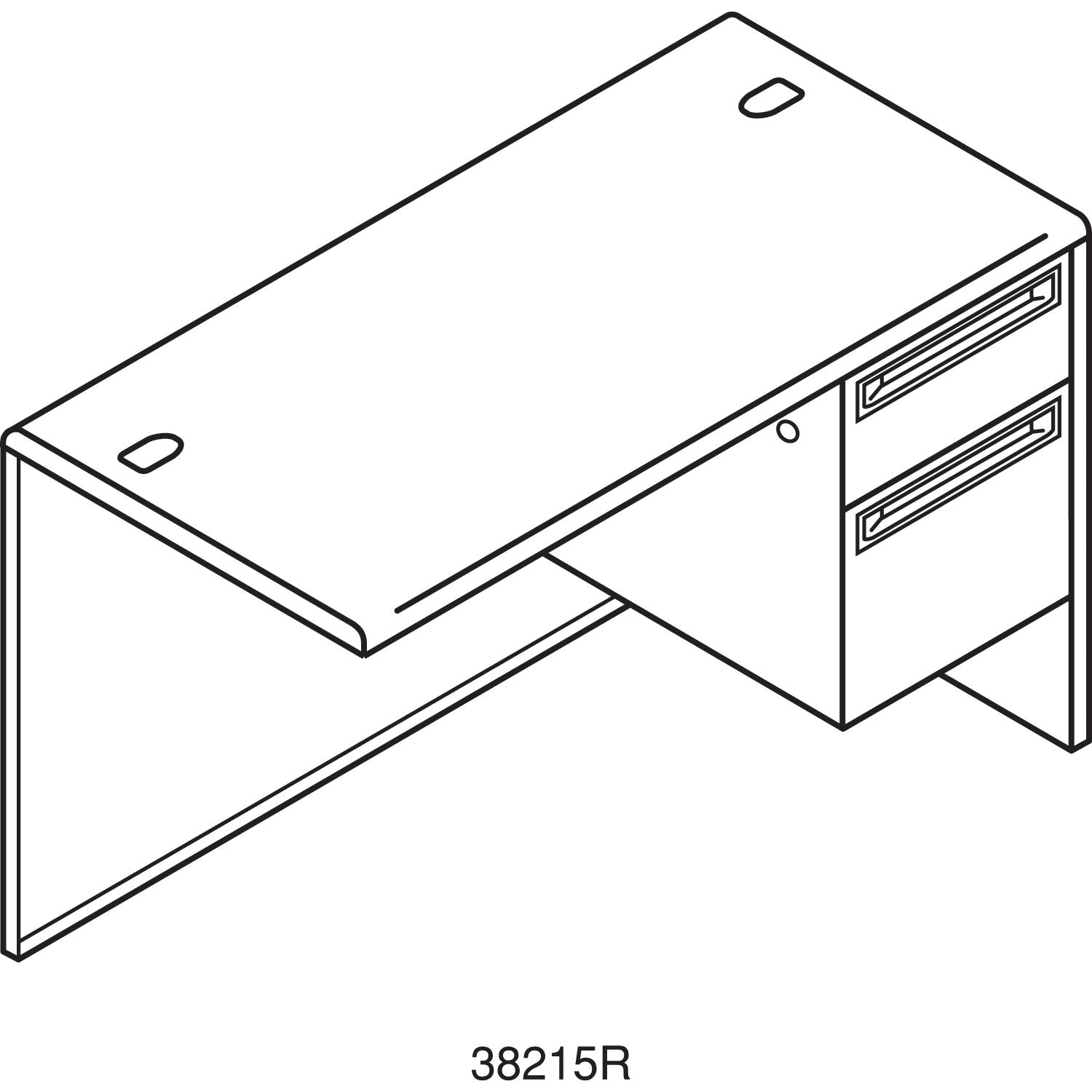 HON 38000 Series Flush Return, Right, 48w x 24d x 29.5h, Harvest/Putty