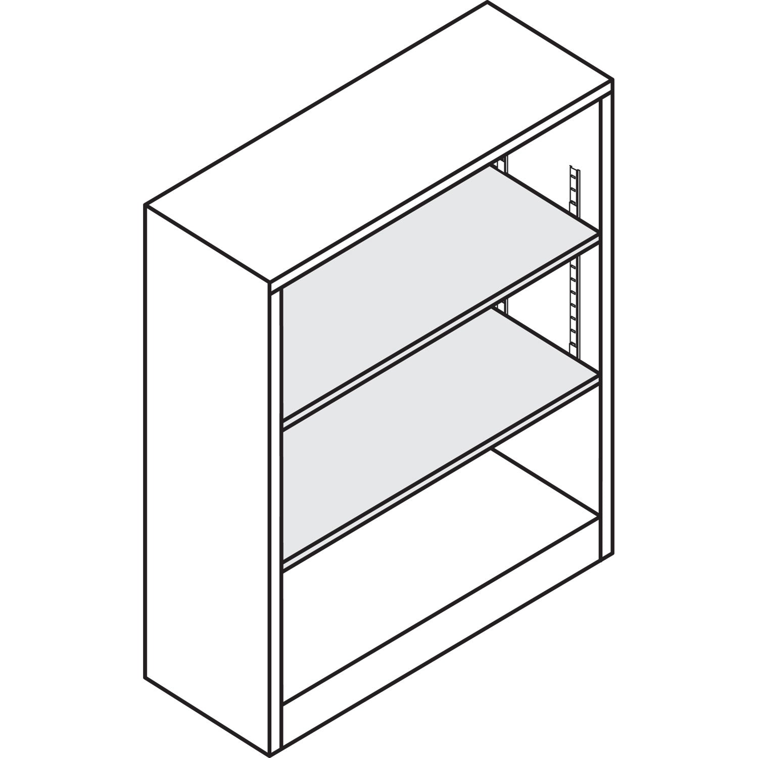 HON Metal Bookcase, Three-Shelf, 34.5w x 12.63d x 41h, Charcoal