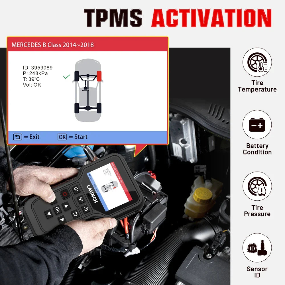 LAUNCH X431 Tire Pressure Sensor Program Relearn Activation CRT5011E TPMS Diagnostic Tools and 315MHz/433MHz RF-Sensor Optional