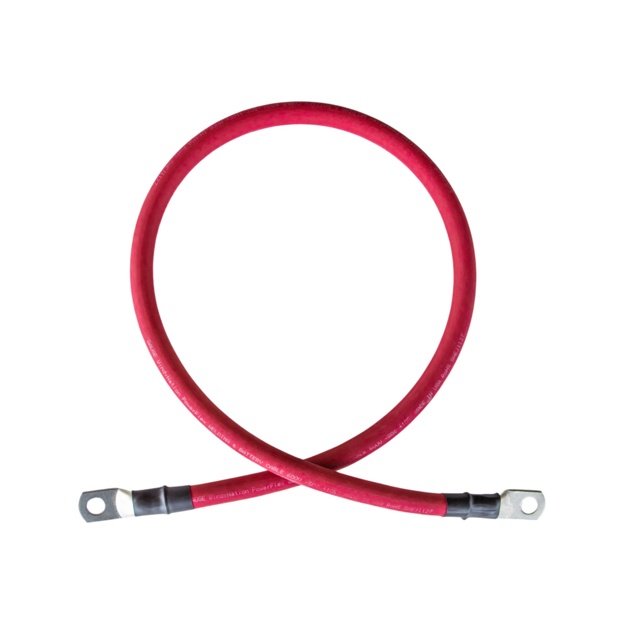 8 Gauge (AWG) Black and Red Pure Copper Battery Cable Wire with Lug Connector Ring Terminals