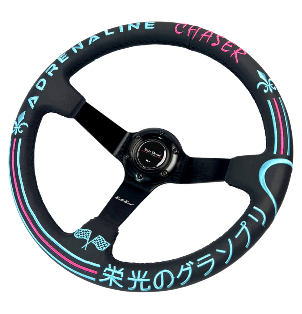 Leather 350mm Deep Dish Steering Wheel Hub Adapter Kit For Subaru Impreza WRX Legacy Eclipse Lancer Galant Mirage