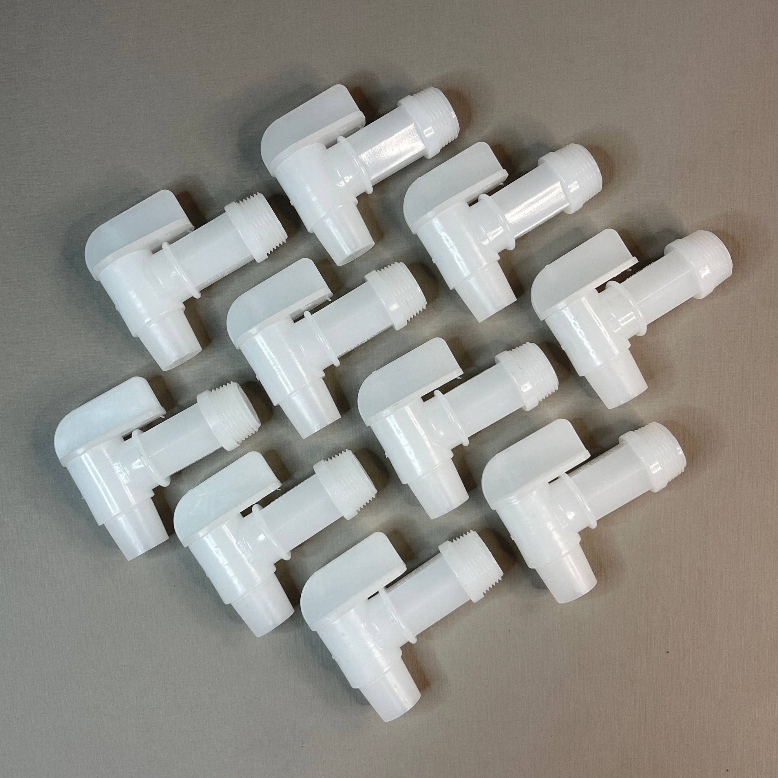 REIKE Flo-Rite Faucet 3/4" 10-PACK Plastic Drum, Barrel, Jug Faucet, Spigot White (New)